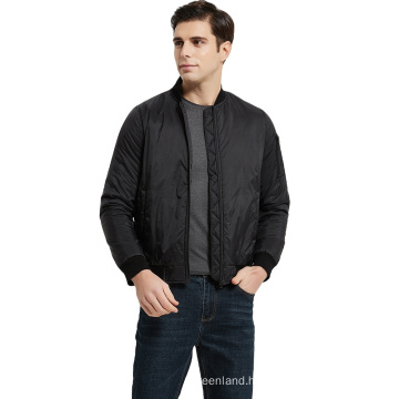 Recycled polyester pongee padded jacket for men ultra light weight GRS Rpet bomber jacket with sleeve pocket and heavy rib trims